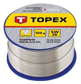 Topex 44E514 Припiй олов'яний 60%Sn, дрiт 1.0 мм,100 г 44E514 фото