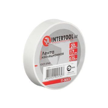 Лента изоляционная 0.15мм*17мм*20м белая INTERTOOL IT-0053 IT-0053 фото