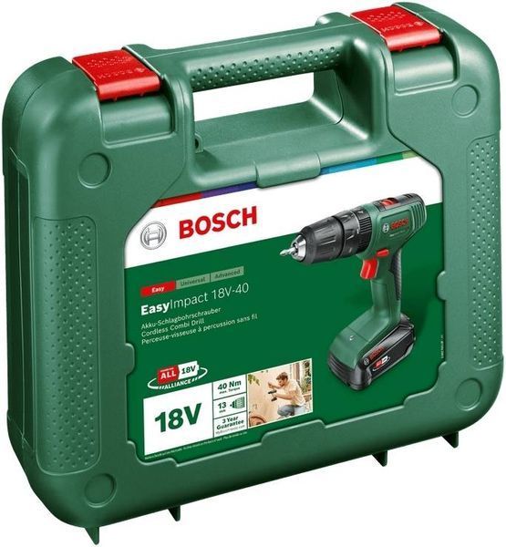 Шуруповерт-дриль ударний акумуляторний Bosch EasyImpact 18V-40 18В 2х2А год + набір приладдя (0.603.9D8.109) 0.603.9D8.109 фото