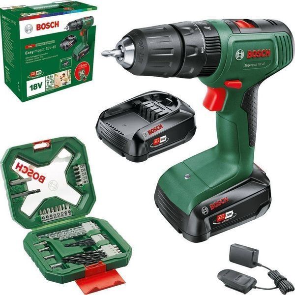 Шуруповерт-дриль ударний акумуляторний Bosch EasyImpact 18V-40 18В 2х2А год + набір приладдя (0.603.9D8.109) 0.603.9D8.109 фото