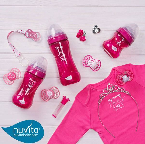 Пустушка симетрична Nuvita NV7085 Air55 Cool 6m +" LITTLE GIRL" яскраво-рожева (NV7085SI) NV7085SI фото