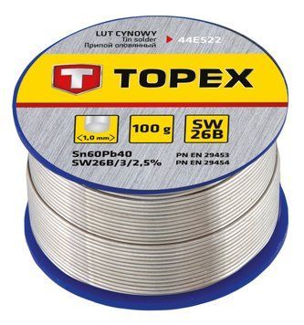 Topex Припiй олов'яний 60%Sn, проволока 1.0 мм,100 г 44E522 фото