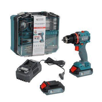 Шурупокрут-дриль ударний акумуляторний Konner&Sohnen KS ID20V-60 KIT 74 18В 1х2А&middot;год 60Нм 0-450&middot;0-1900об/хв LED-світло ЗП набір свердл і біт 74шт кейс 4.3кг KSID20V-60KIT74 фото