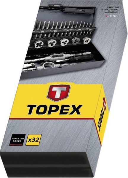 Topex 14A426 Плашки та мiтчики, M3 - M12, набiр 32 шт. 14A426 фото