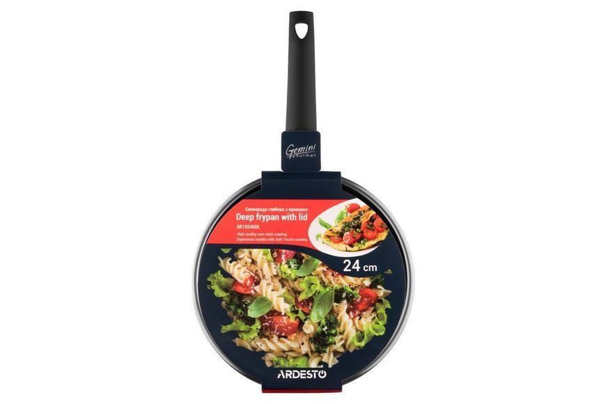 Сковорода Ardesto Gemini Gourmet Viareggio с крышкой 24 см, черный, алюминий (AR1924GDL) AR1924GDL фото